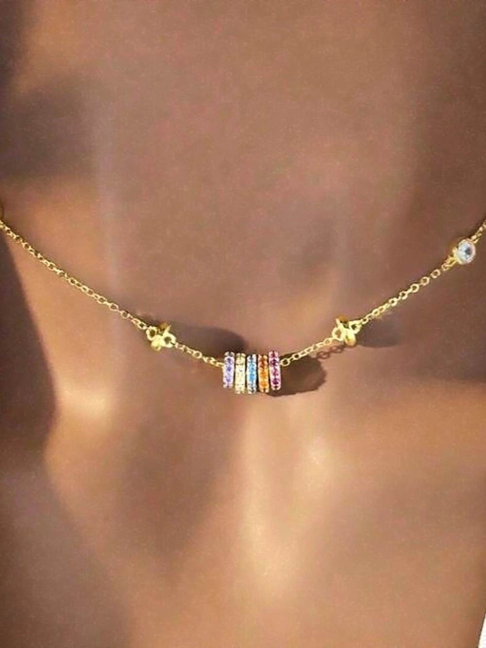 14K Gold Multicolor Pendant Necklace